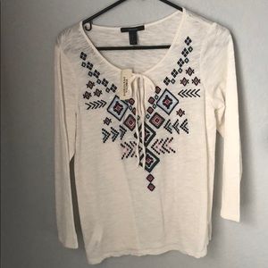 Embroidered long sleeve top
